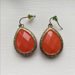 Orange & Gold Teardrop Earrings